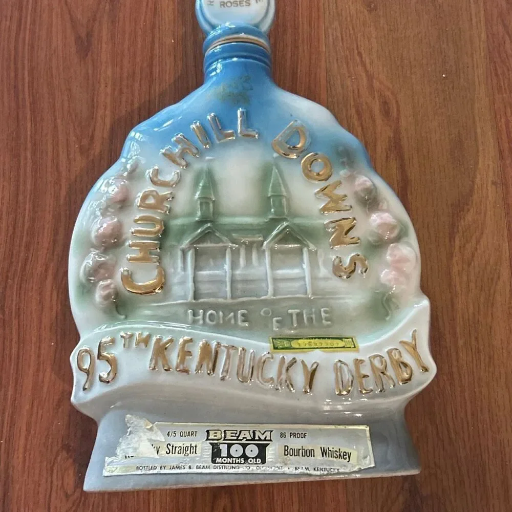 Vintage Jim beam 95th Kentucky Derby special decanter blue white Churchill Downs